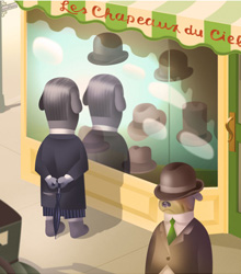 Magritte sees a marvelous hat in the shop window